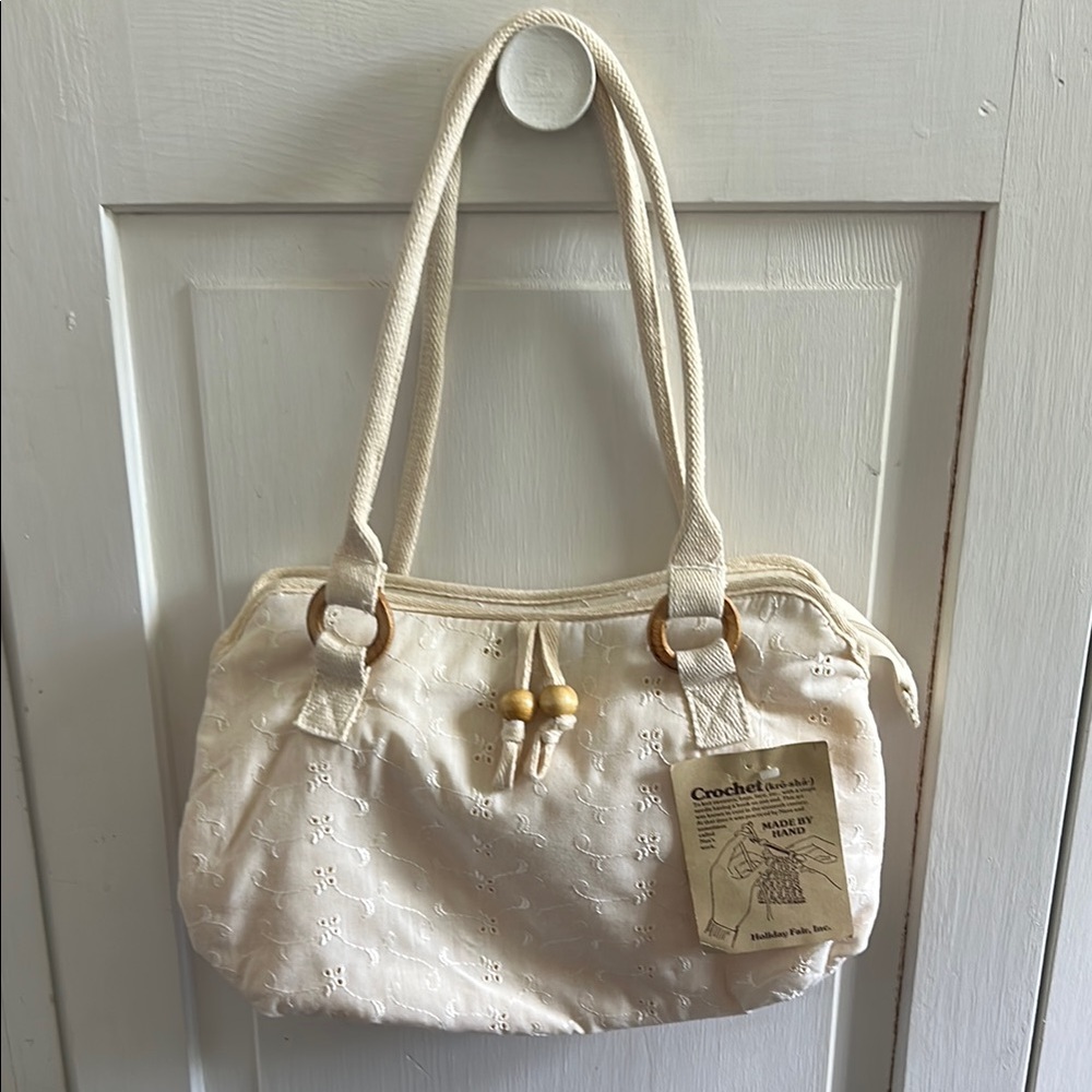 Vintage Eyelet Cream Crochet Women's Bag by Holiday Fair